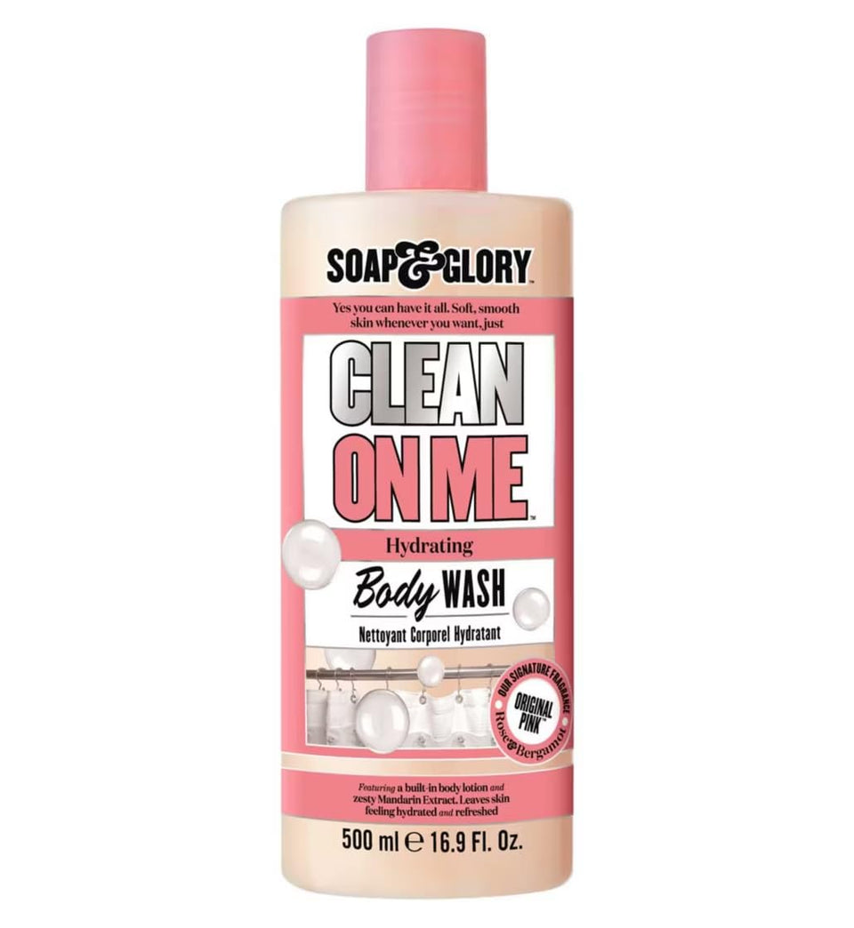 Soap & Glory Clean On Me gel bottle pour shows creamy lather for a refreshing shower
