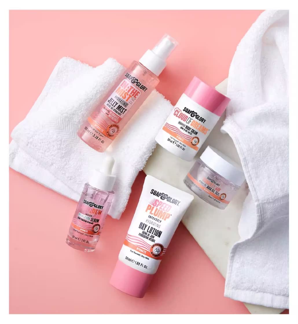 Soap & Glory Daily Dew bottle shows rosewater scent for refreshing feel