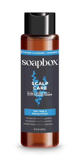 Soapbox bathroom shelf display with packaging and branding
