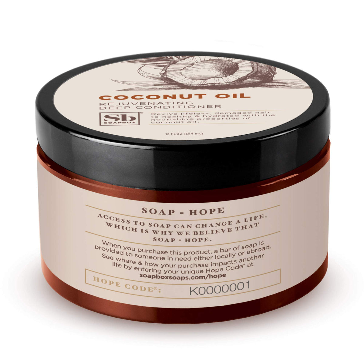 Soapbox Deep Conditioner with coconut scent for a refreshing routine.