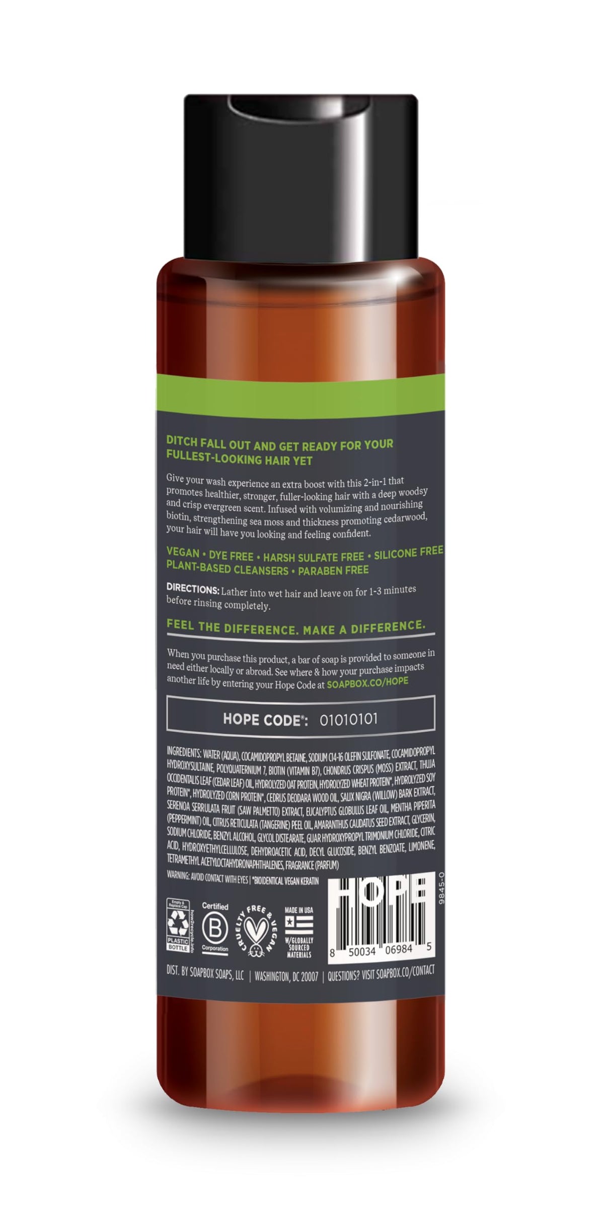 Soapbox Hope code on packaging invites tracking impact after purchase.