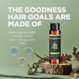 Soapbox Men's color-safe 2in1 shows hair care without color damage.