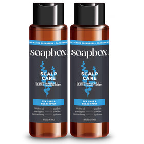 Soapbox Men's Scalp Care 2-in-1 shampoo bottle ready for a refreshing cleanse