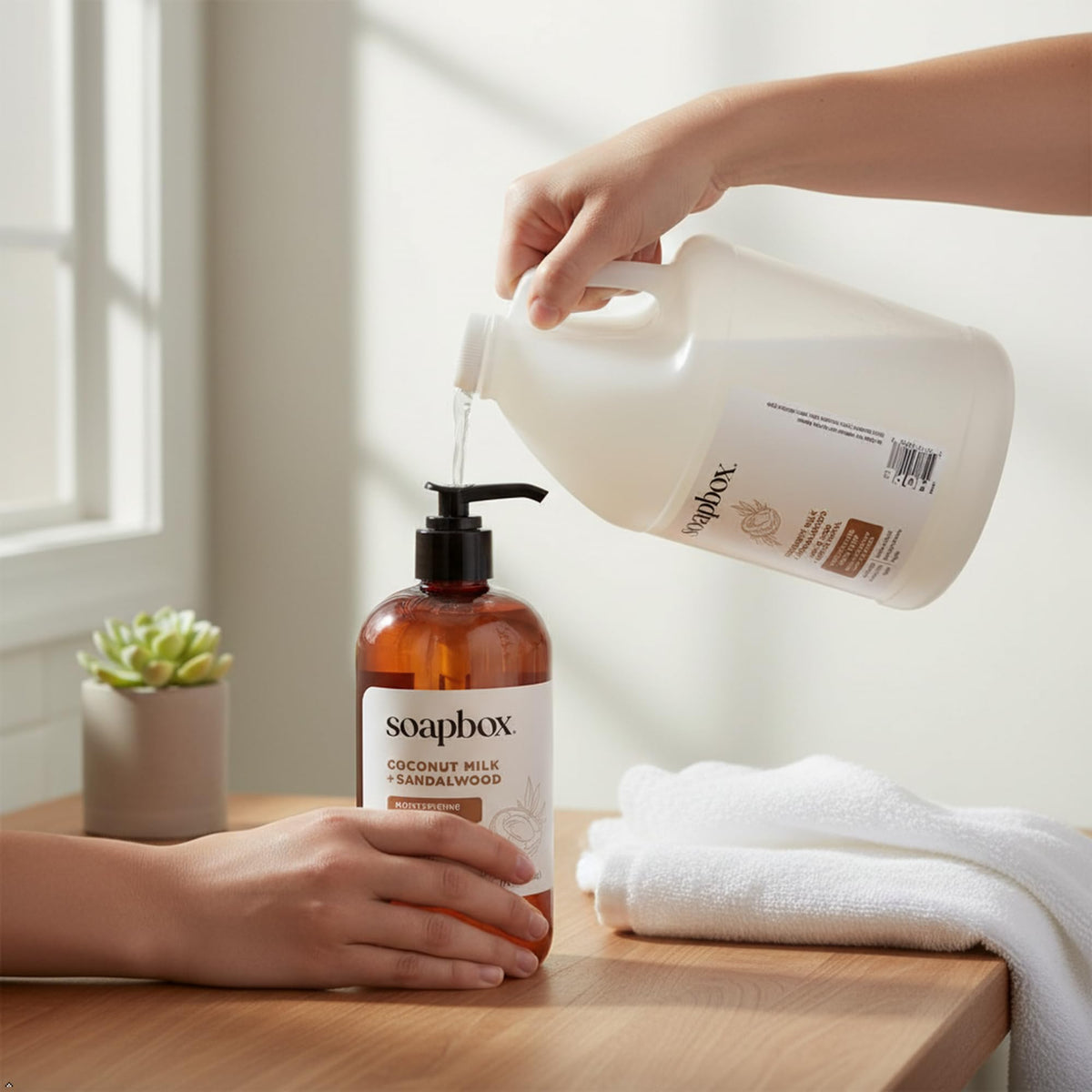 Soapbox recyclable packaging highlighting eco-conscious refill.