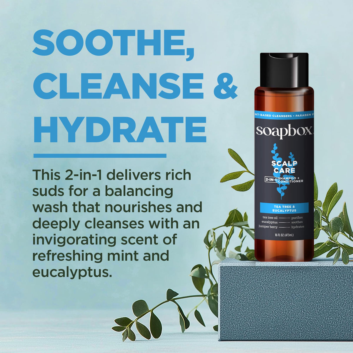 Soapbox shampoo foam lather demonstrates deep cleansing action