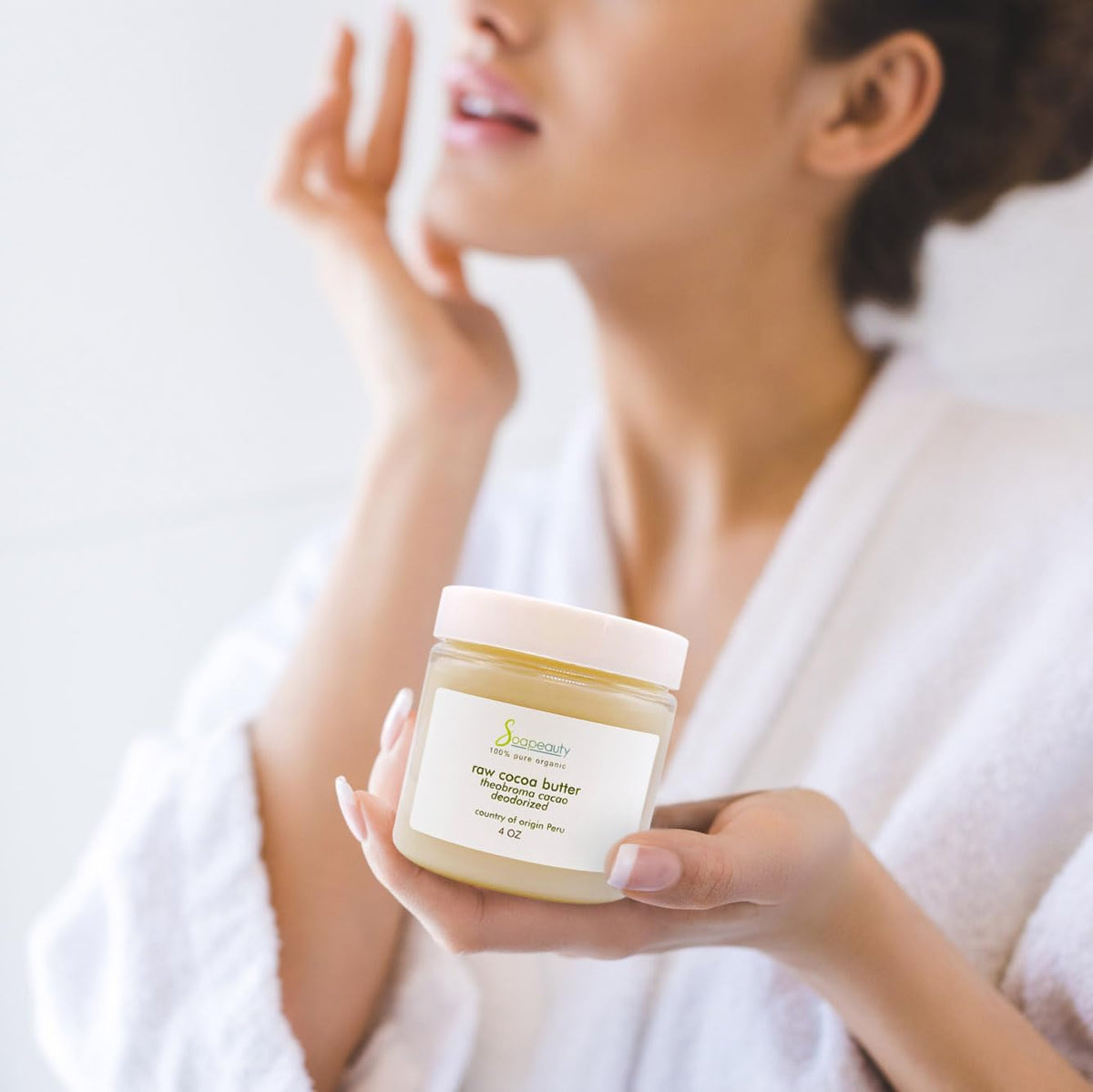Soapeauty Cocoa Butter bar closeup highlights rich texture for moisturizers.