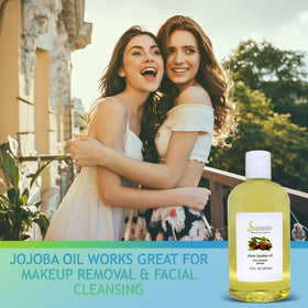 Soapeauty Clear Jojoba Oil label detail—hexane-free, cold-pressed at a glance.
