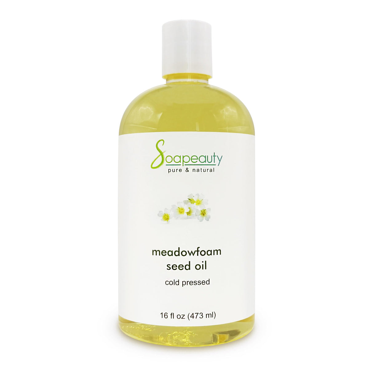 Soapeauty Meadowfoam Seed Oil bottle shows pure, versatile moisturizer for skin and hair.