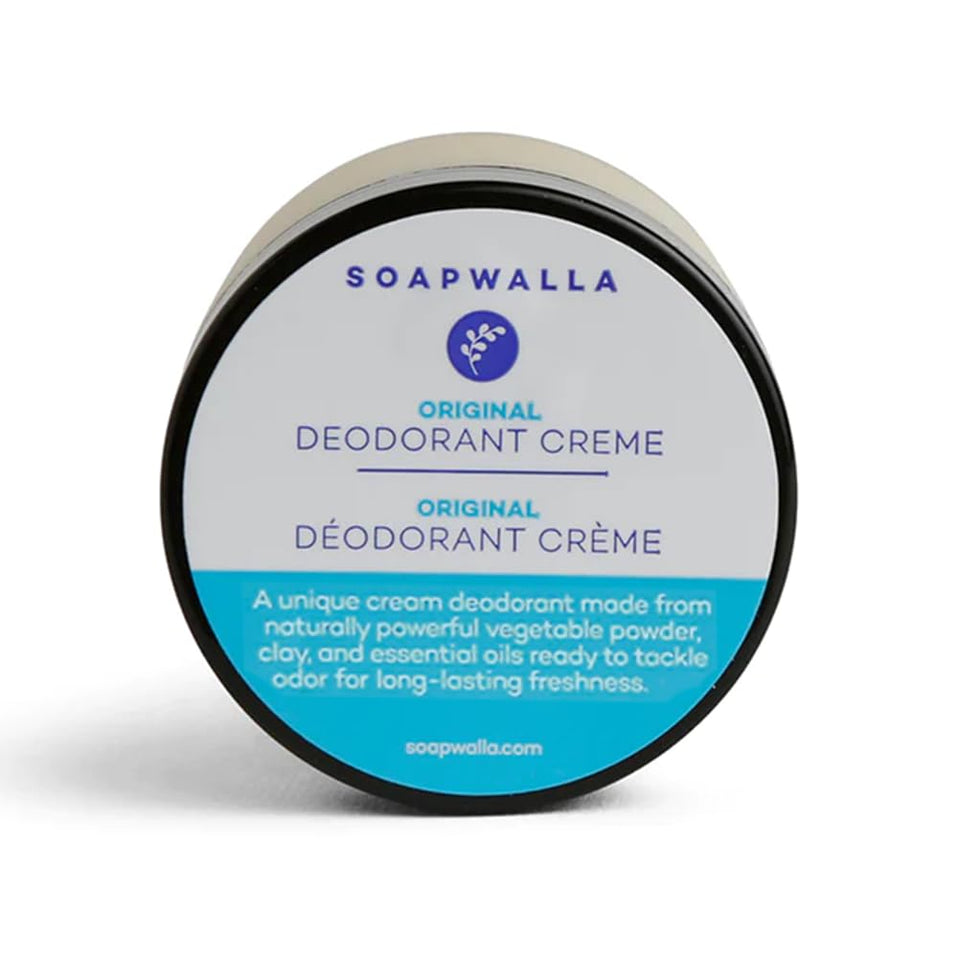 Soapwalla Original Deodorant Cream jar close-up shows natural vegan freshness