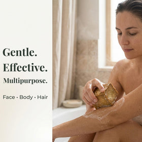 Sobeautis Aleppo soap bar on dish used for face and body care