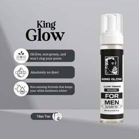 King Glow mitt included for even, mess-free application on body and face