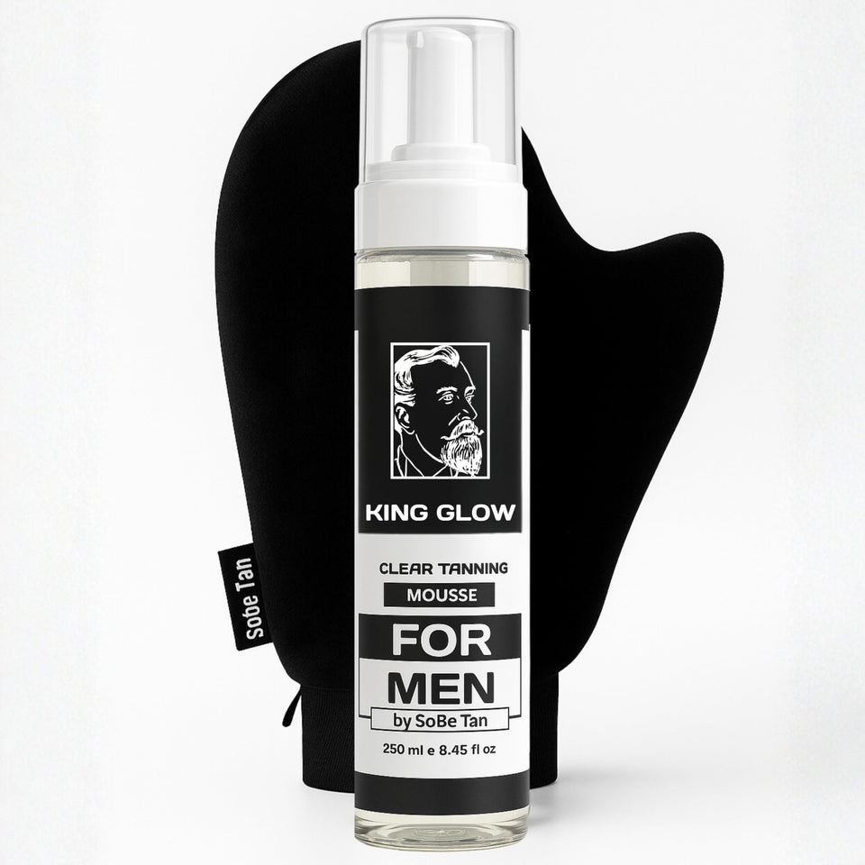 SOBE TAN King Glow self-tanner foam applying for a natural bronze glow on skin
