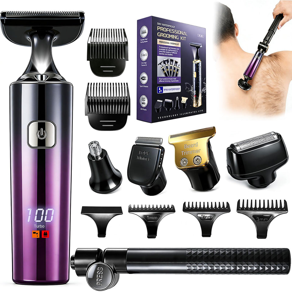 Sodaer back shaver with LED display offers precise grooming and battery visibility.