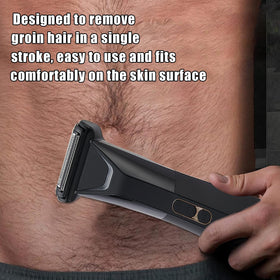 Sodaer close-up foil blade in use for smooth body grooming.