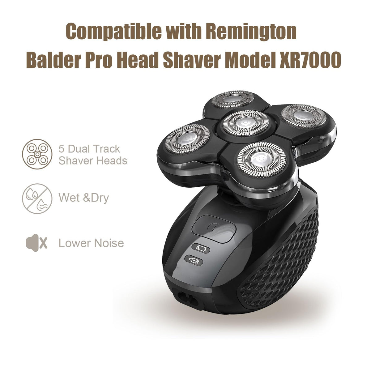Five dual-track heads designed for efficient shaving.