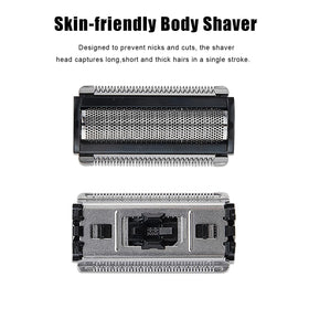 Sodaer stainless steel groin foil head in hand showing easy snap-in fit for quick maintenance.