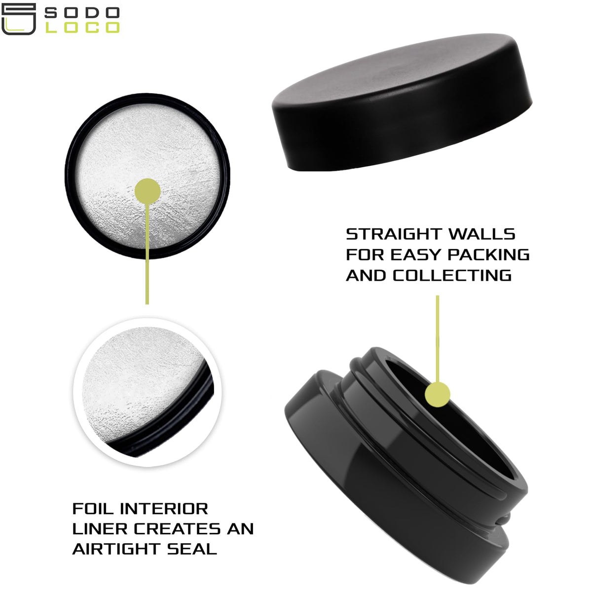 SODO LOCO black glass jar with lid preserves oils from light.