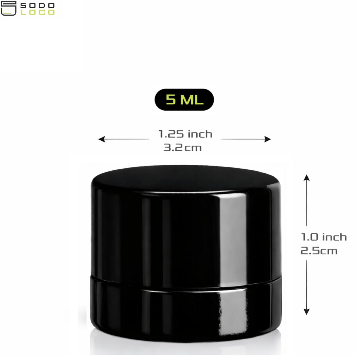 SODO LOCO UV-resistant black glass jar preserves product freshness over time.