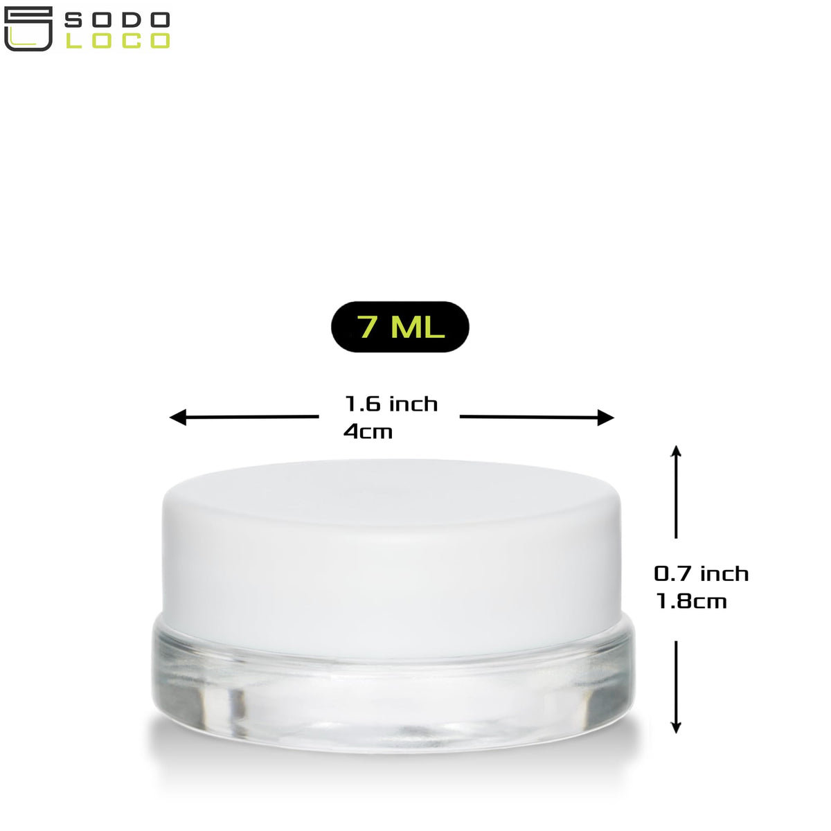 Sodo Loco 7ml jar wide-mouth design facilitates easy filling and dispensing