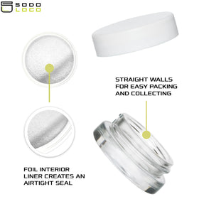 Sodo Loco 7ml thick-glass jar, bottom detail highlights weight for stable display