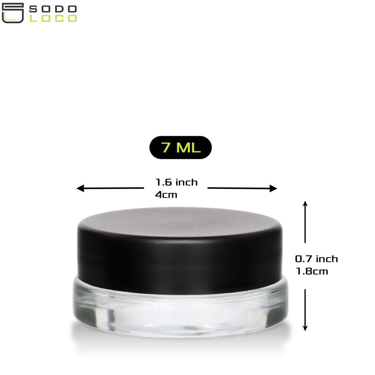 Sodoloco 7ml jar with wide mouth for easy filling and dispensing.