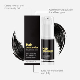 Soelegant Hair Concealer before-after indicates natural transformation on thinning areas.