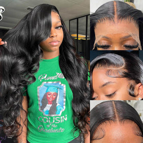 Soeyrkke 28-inch HD lace front wig close-up shows seamless scalp blend.