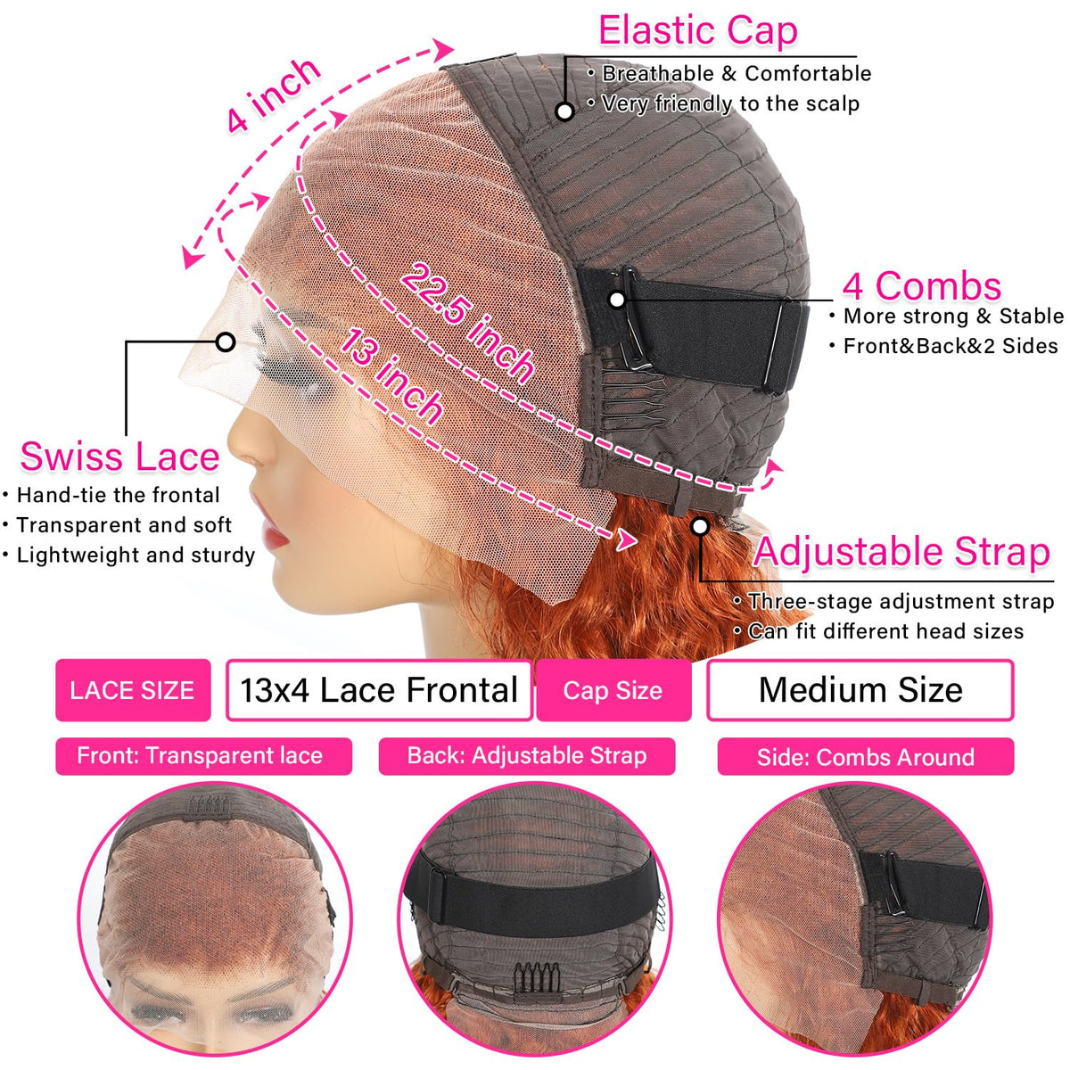 Soez burnt copper color wig adds bold vibrant style