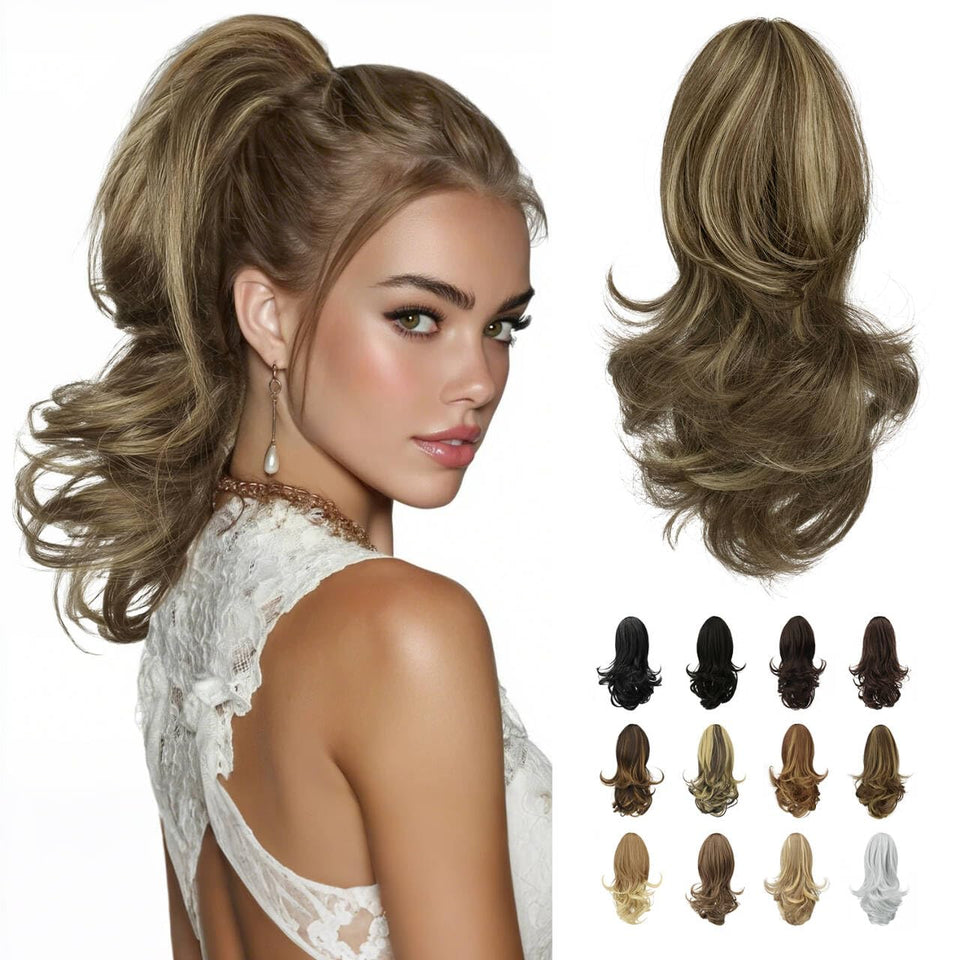 SOFEIYAN 13-inch ash brown highlighted ponytail extension adds natural volume