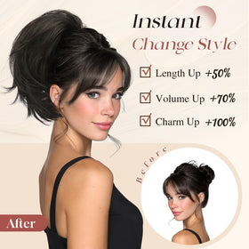 SOFEIYAN Natural Salt & Pepper blend blends with hair for a fuller look.