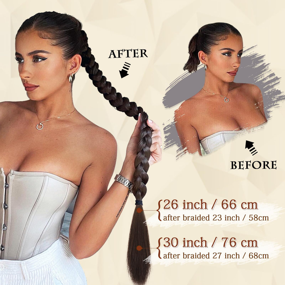 Sofeiyan instant braided ponytail appearance demonstrates quick transformation for events.