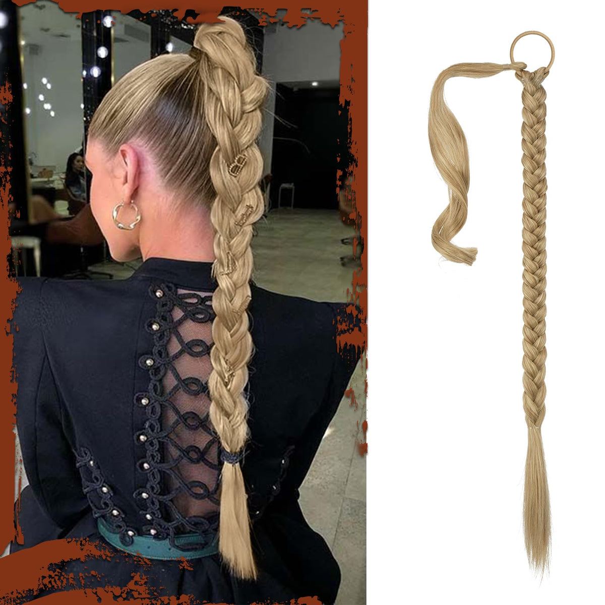 SOFEIYAN long braid ponytail extension in ash blonde adds instant length and natural-looking volume.