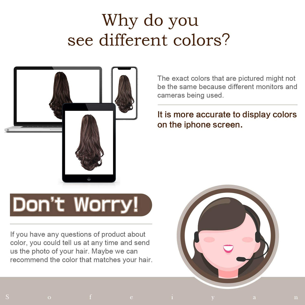 SOFEIYAN premium synthetic fibers look like real hair with soft, subtle shine.