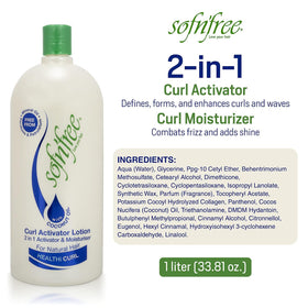 Sofn’Free bottle pour shot showing quick-absorbing formula for frizz control