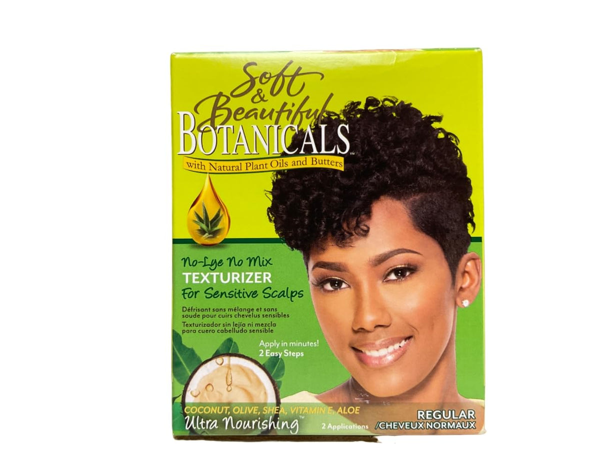 Soft & Beautiful Botanicals Texturizer bottle showing easy wave enhancement for natural curls.