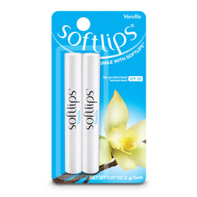 SoftLips vanilla lip protectant close-up highlighting rich hydration for dry lips