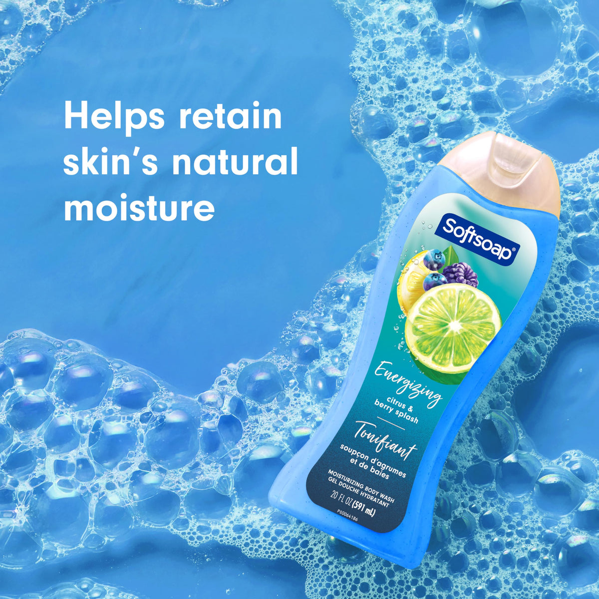 Softsoap Citrus Splash & Berries notes of lime and lemon evoke energizing freshness.