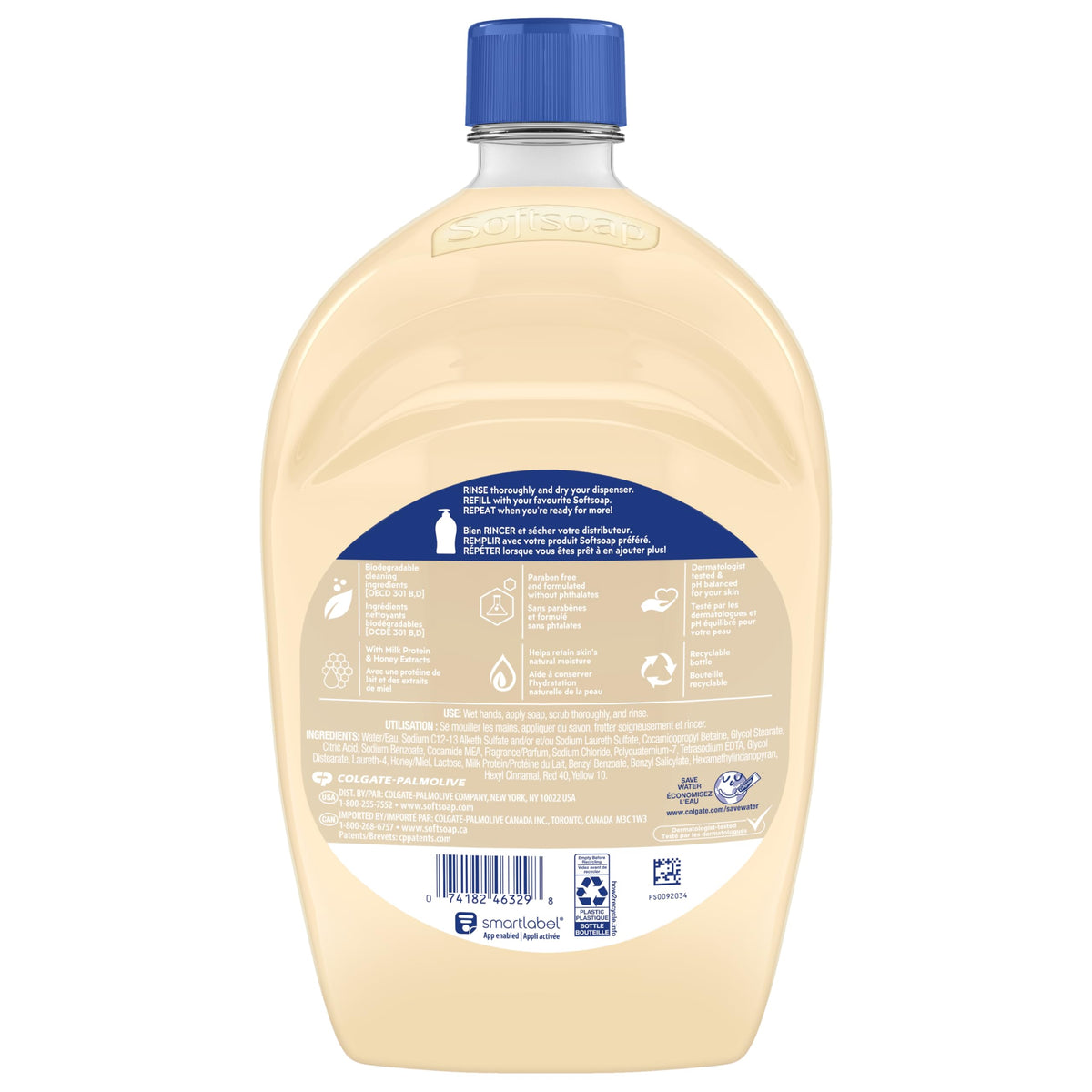 Softsoap Milk & Honey 50 oz refill bottle offers long-lasting supply