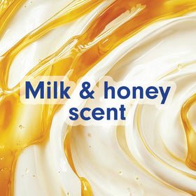 Softsoap Milk & Honey bottle with design emphasizes easy pour spout