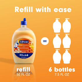 Softsoap Milk & Honey moisturizing formula delivers soft hands after washing