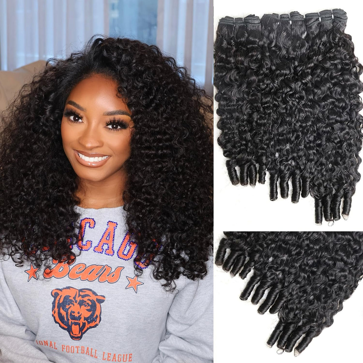 Sogram Burmese Curly Bundles 14-inch weave for a natural blend and easy styling.