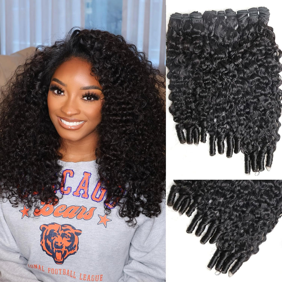 Sogram Burmese Curly Bundles 14-inch weave for a natural blend and easy styling.