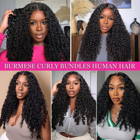 Sogram Burmese Curly Bundles Quick Weave set ready for easy installation.