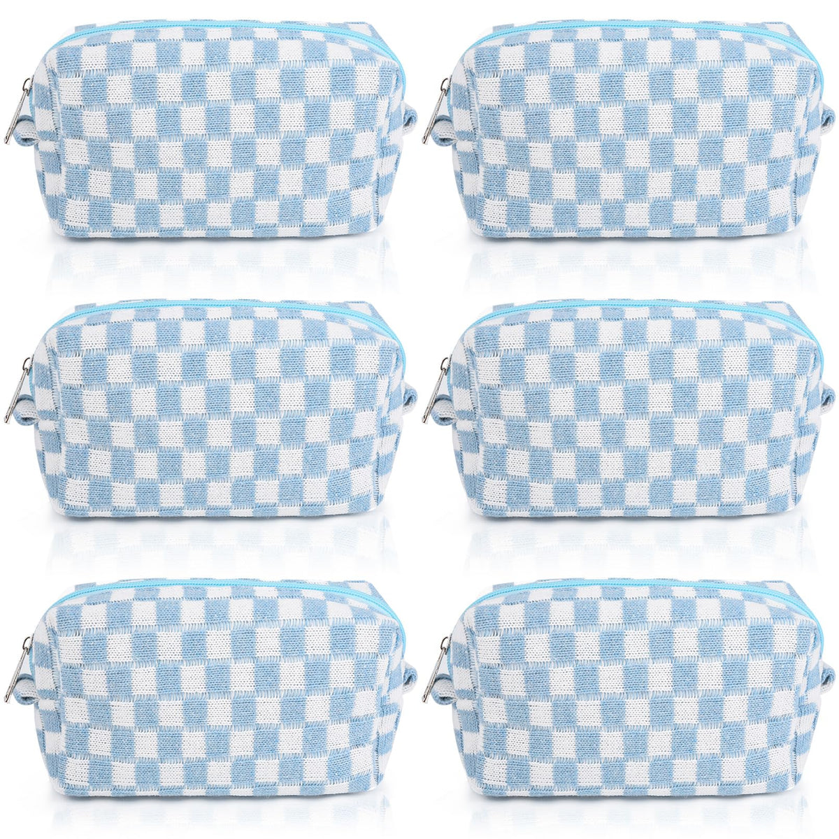 SOIDRAM blue checkered cosmetic bag durable and portable for trips