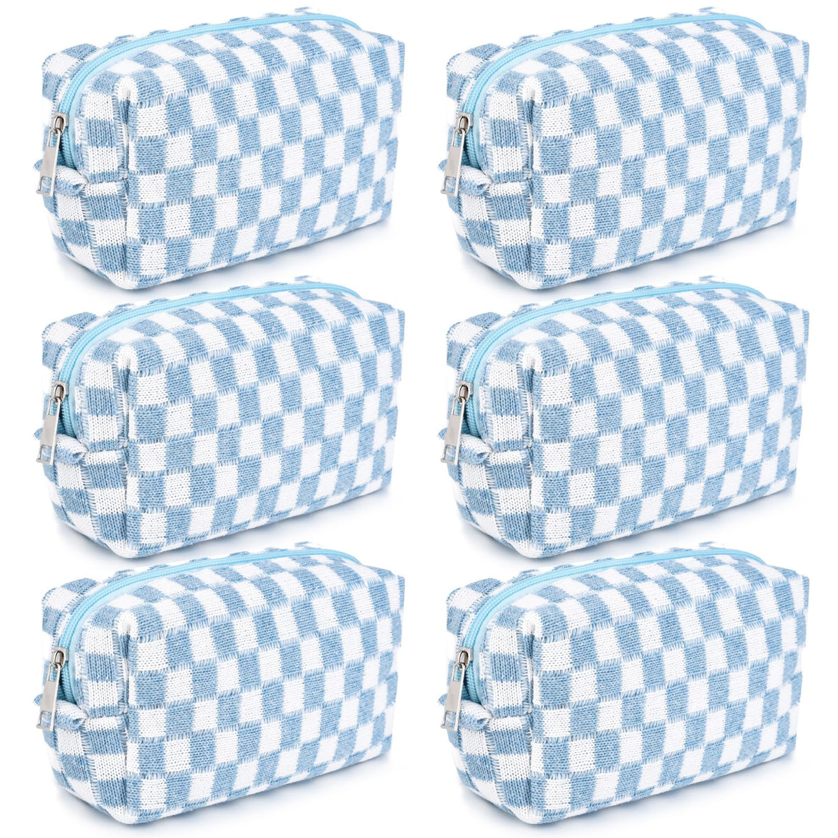 SOIDRAM checkered makeup bag in blue zipper for easy access and organization