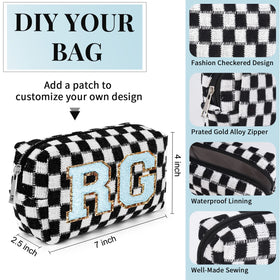 SOIDRAM checkered makeup bag brown offers compact storage for daily routines