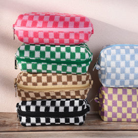 SOIDRAM six-piece checkered makeup bag set for travel storage and organization