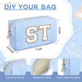 SOIDRAM corduroy makeup bag embroidery detail adds a personalized touch for bridesmaids.