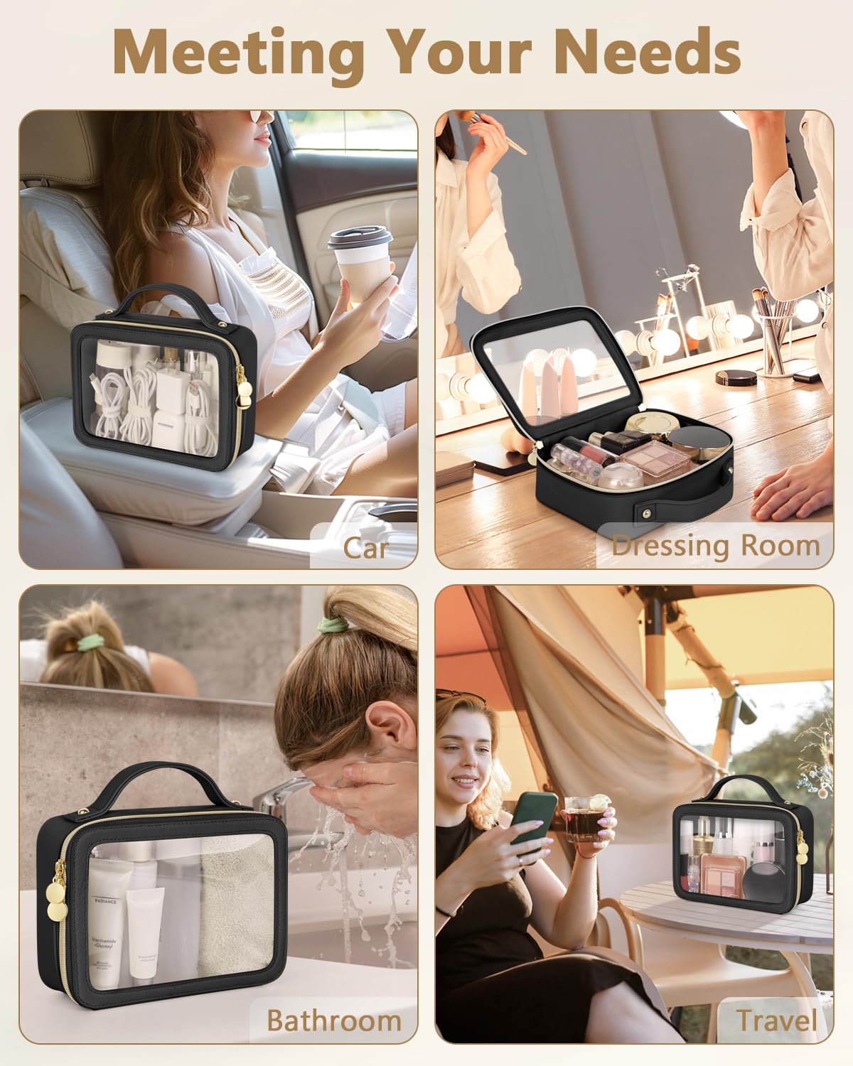 Soimeat Clear Makeup Bag features three size options for different kits.