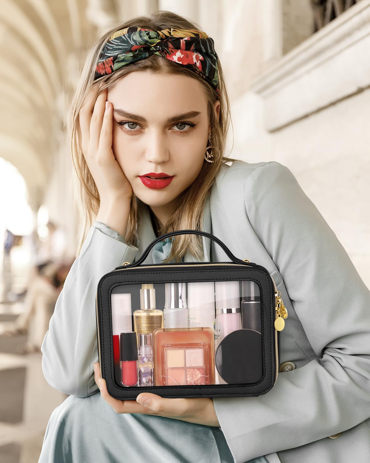 Soimeat Clear Makeup Bag waterproof material protects contents during travel.